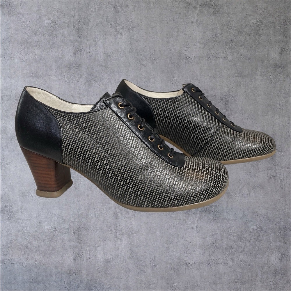 John Fluevog Operetta Flagstad Heeled Oxford Shoes Womens 8.5 Lace Up
